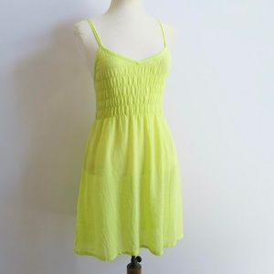 SOLD MM6 Margiela yellow-green elastic shirred dress